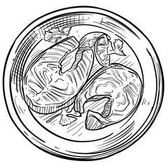 fish steak handdrawn illustration
