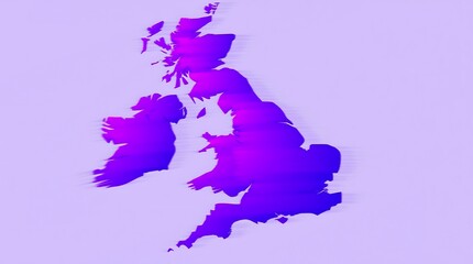 Obraz premium Abstract UK map in vibrant purple and blue gradient.
