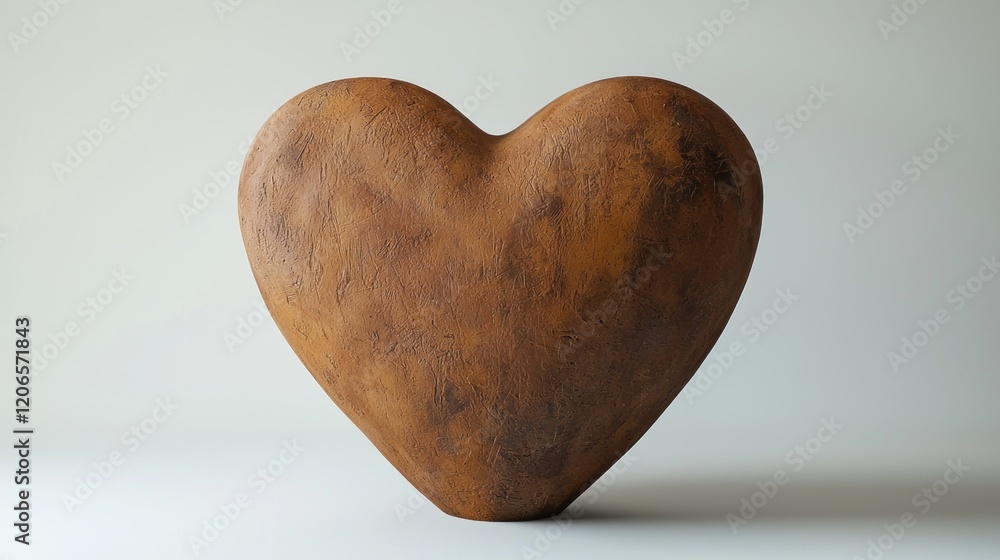 Poster Rustic Heart-Shaped Object with Textured Surface