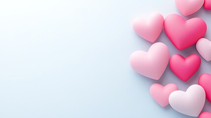 Pink and White Hearts on a Light Blue Background