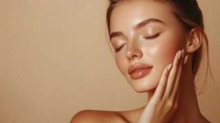 Fototapeta premium Radiant Beauty: A Portrait of Serene Skin