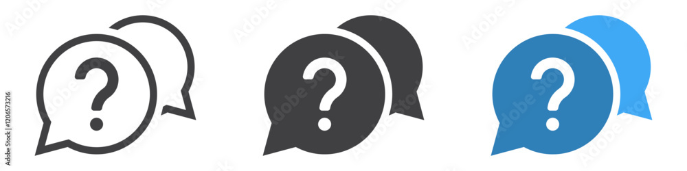 Aufkleber question mark icon button in speech bubble. faq sign, customer support and support sign or ask and help signs with red question icon symbol - Frequently Ask Question vector Illustration