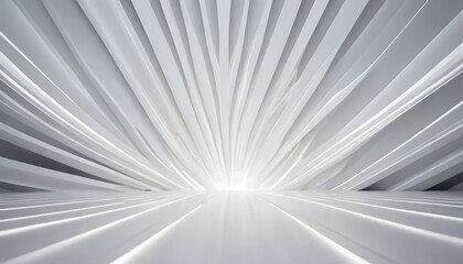 Abstract White Architectural Radiance: A 3D Render of Converging Lines and Light