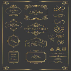 Calligraphic design elements and page decoration. Vector set of calligraphic design elements.