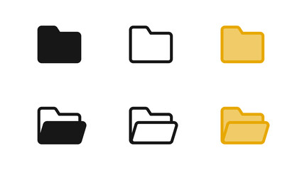 folder icon set, open folder vector icon. file document archive icon sign. file organization, data storage, directories, document management icons