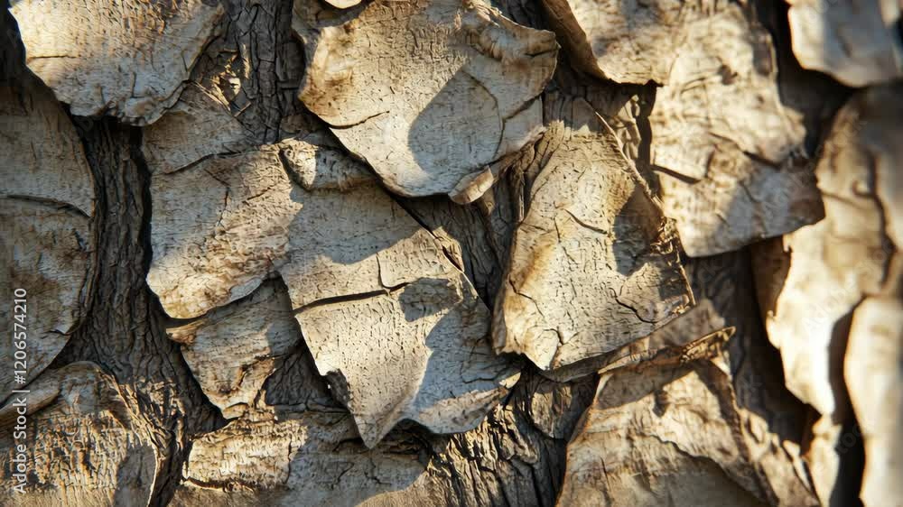 Aufkleber textured bark showcasing natural patterns and details in sunlight on a tree trunk in a serene forest
