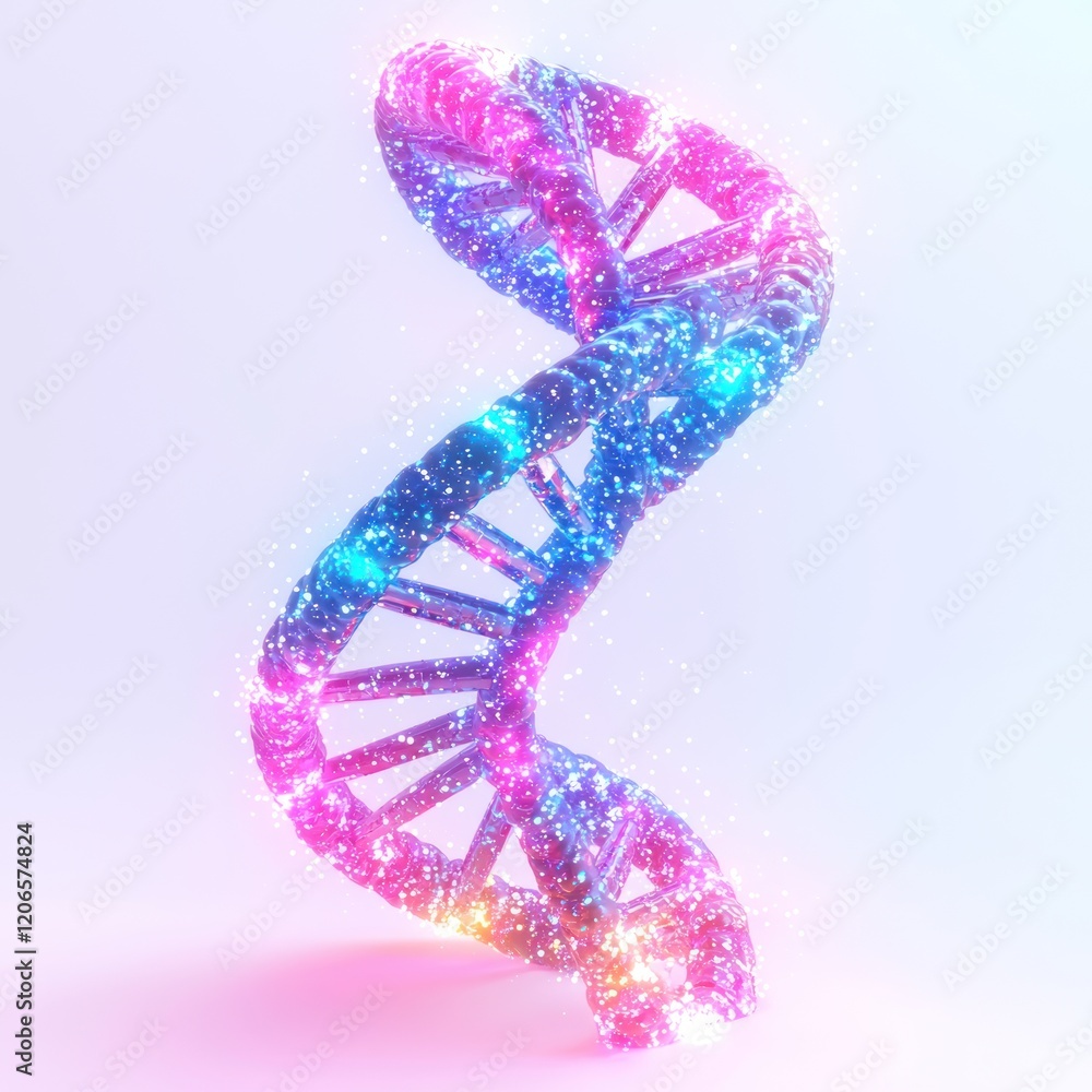Poster luminous dna double helix: a 3d rendering of genetic code