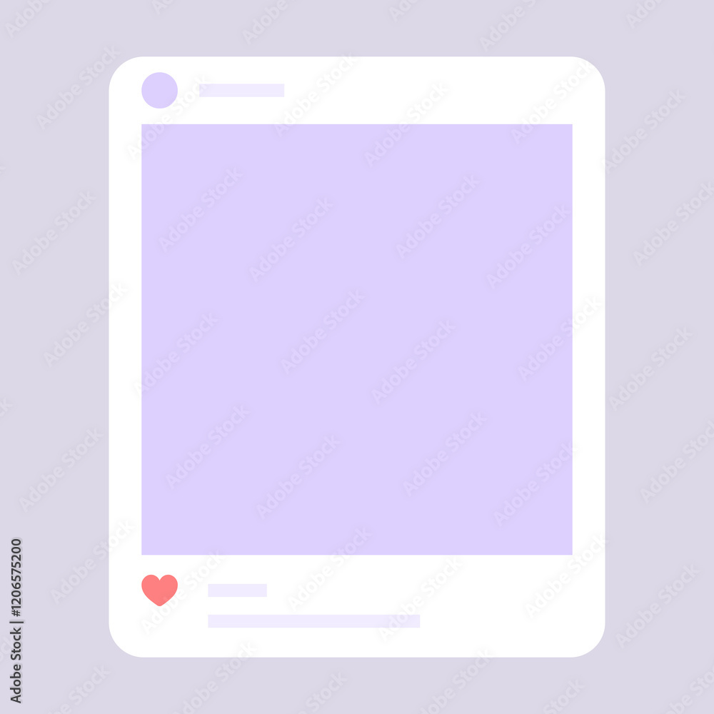 Poster social media post mockup, photo frame template with like, love, heart icon symbol, social network fe