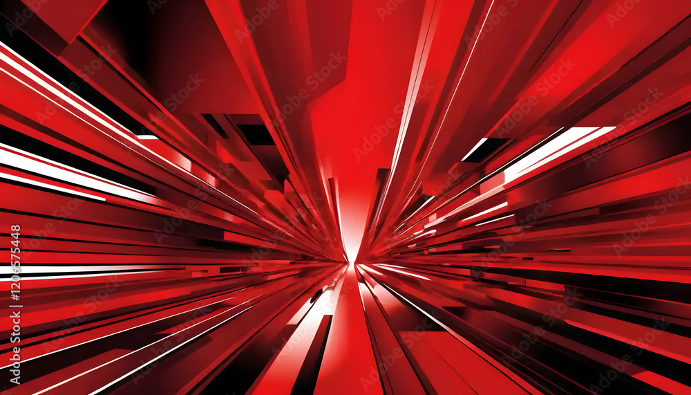 Poster abstract red speed tunnel: a journey through digital velocity