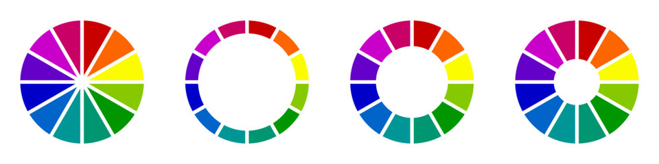 Obraz premium segmented color wheels icon set, color palettes, spectrum of hues