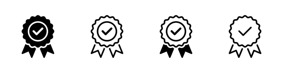 award icon symbol, premium quality certify icon sign - medal, prize, verified, badge, ribbon. certification, verification, quality, and achievement vector icon in solid and outline styles