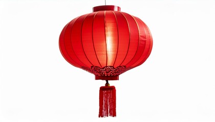 Obraz premium Red Chinese lantern hanging, illuminated from within.