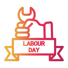 labour day Line Gradient Icon