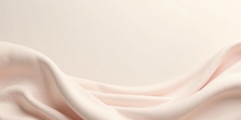 Soft Peach Fabric Draped Elegantly on a Neutral Background, Ideal for Elegant Designs and Presentations