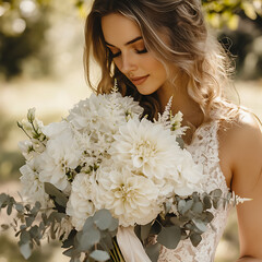 Naklejka premium bride with bouquet