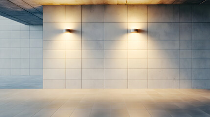 Modern interior with concrete walls and stylish wall lights