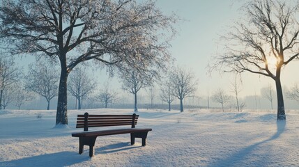 Snowy Bench in Winter Wonderland