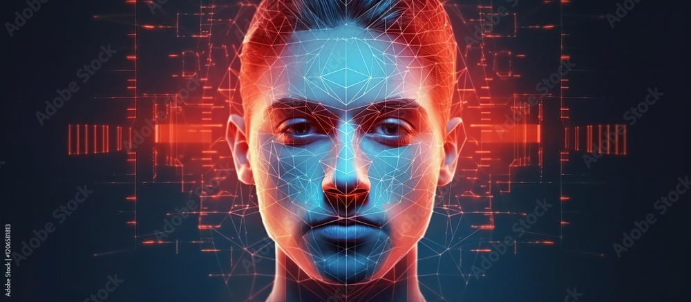 Poster face recognition. facial recognition system concept.