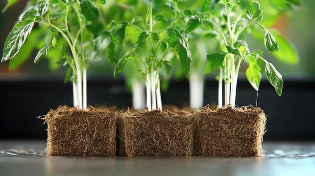 Vibrant Tomato Seedlings in Coco Coir