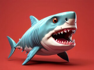 Fototapeta premium the AI Image Generator, Vibrant 3D Illustration of a Cartoon Shark