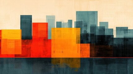 Abstract Futuristic Cityscape with Vibrant Market and Bar Buildings