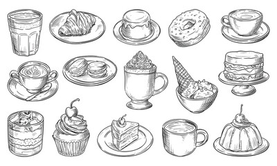 dessert and coffee handdrawn collection