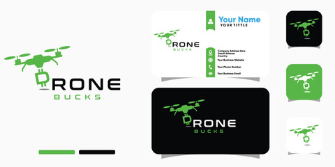 Drone logo design and business card template