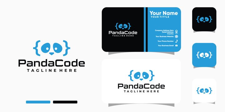 Panda Code logo design and business card template