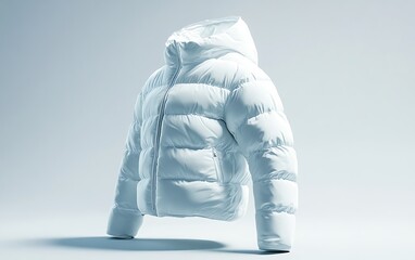 puffer jackets 3d rendering white mockup on a white background, front view 