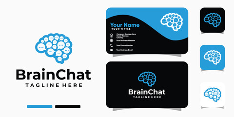 Brain Chat logo design and business card template