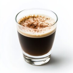 A rich espresso cocktail with a sprinkle of cinnamon, deep and flavorful, isolated white background