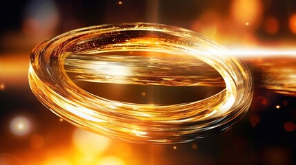 Golden Energy Swirl, Abstract golden light circle effect