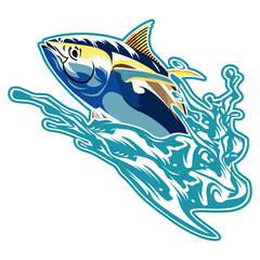 tuna fishing illustration logo vector image t shirt