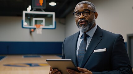 Sports Analyst Reviewing Psychometric Data in High-Tech Facility