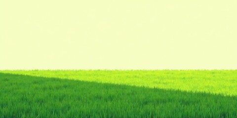 Obraz premium Serene landscape of vibrant green meadow under a soft, pale sky, ideal for tranquil backgrounds or nature-themed designs.