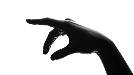 Hand making a click or gesture motion, isolated on transparent background 