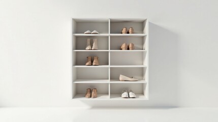 Stylish Minimalist Shoe Storage Unit with Neutral Footwear