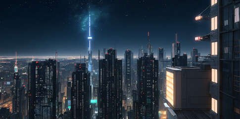 Obraz premium Foto de una una ciudad en la noche