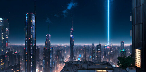 Obraz premium Foto de una una ciudad en la noche