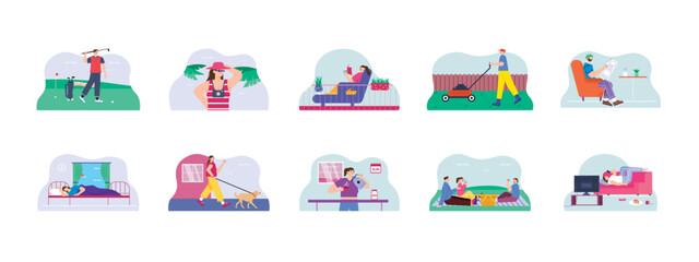 Obraz premium Sunday morning illustration. Flat vector illustrations