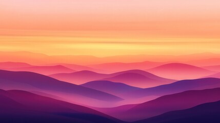 Sunset Hues Over Rolling Mountain Ranges