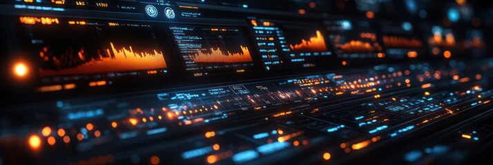 Fototapeta premium Futuristic Tech Interface: Digital Dashboard with Data Visualization