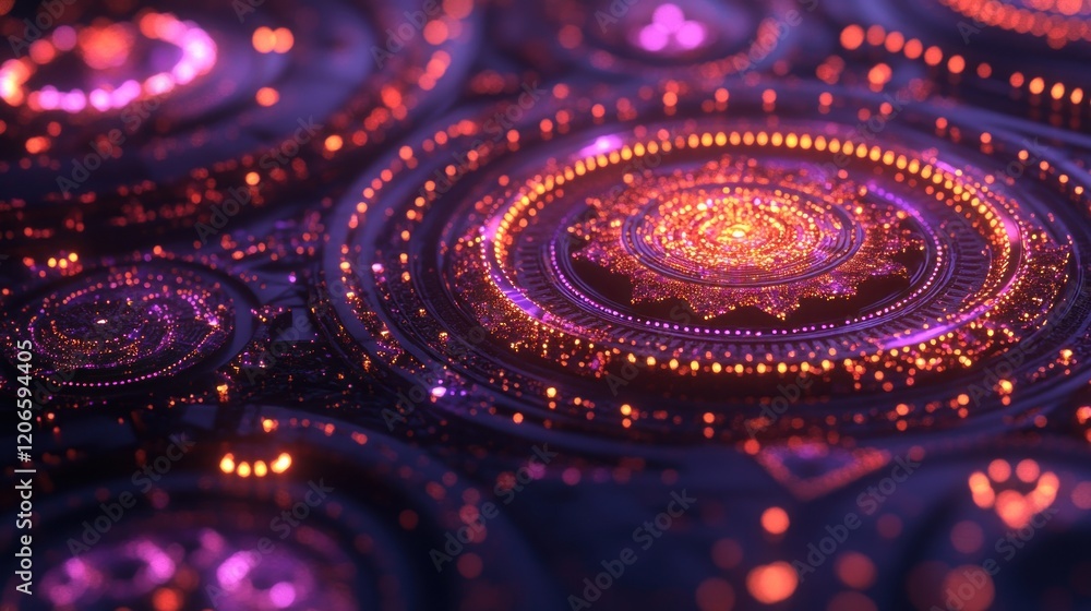 Aufkleber mesmerizing glowing circular patterns: an abstract futuristic design