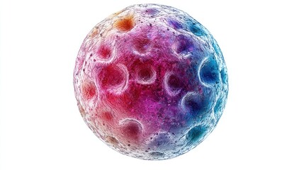 Microscopic Cell Structure Visualization: Vibrant Colorful Sphere with Intricate Details