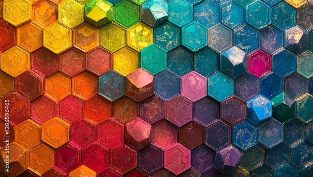 Poster colorful hexagonal pattern background. (1)