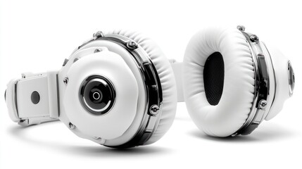 Sleek White Headphones with Black Accents A Modern Minimalist Design for Superior Audio