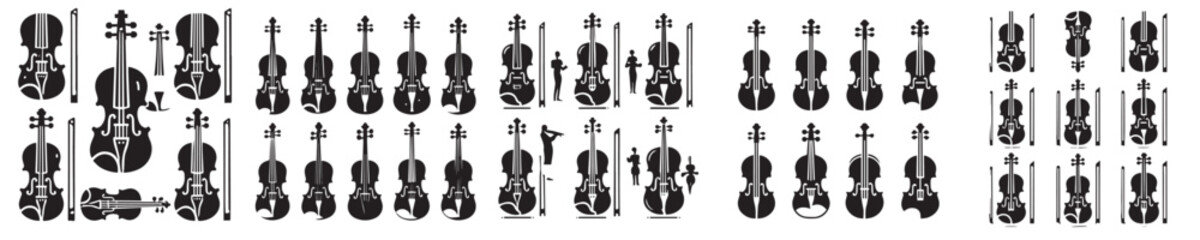Naklejka premium vector set of violin silhouette icons
