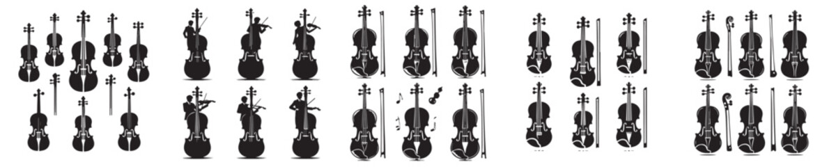 Naklejka premium vector set of violin silhouette icons