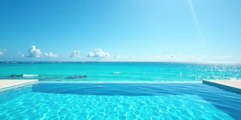 Tranquil Infinity Pool Overlooking a Sparkling Azure Ocean on a Sunny Day