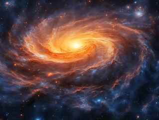 Fiery spiral galaxy in deep space.